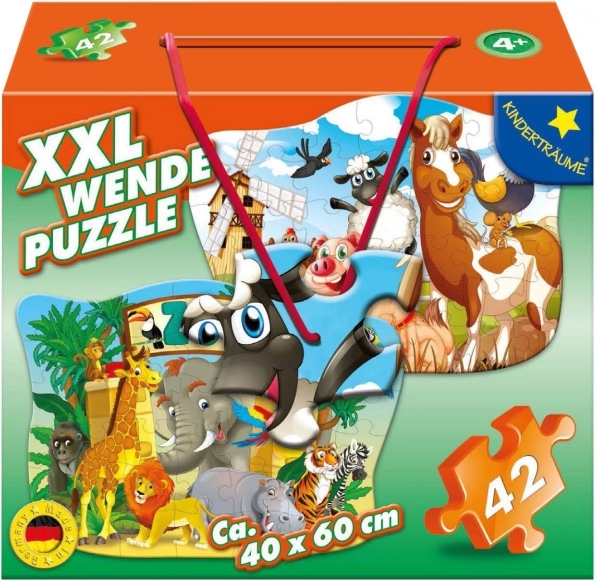 M.I.C. double-sided puzzle – farm and zoo animals, 42 pieces