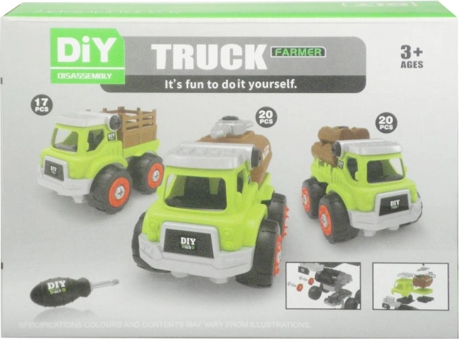 Screw-together car for kids, 3 variants