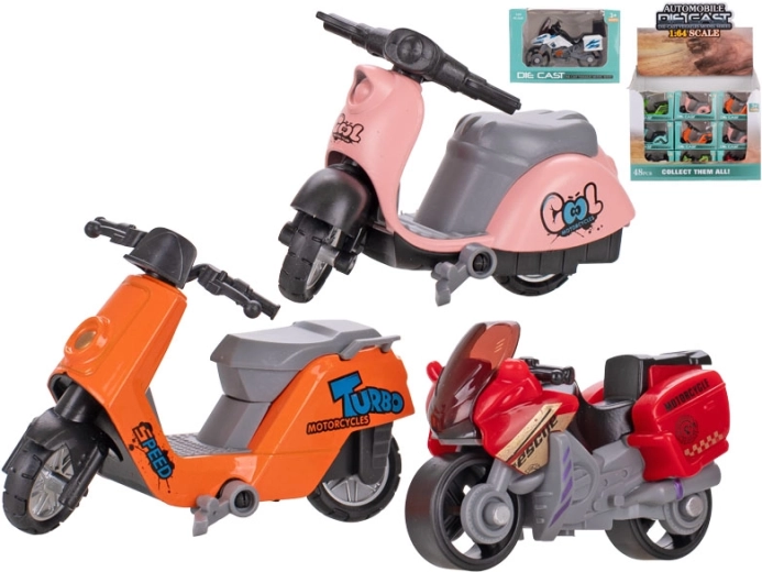 Moto en métal 1:64 à roue libre, 7 cm