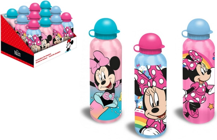 Aluminum drinking bottle with MICKEY MINNIE motif, 500 ml
