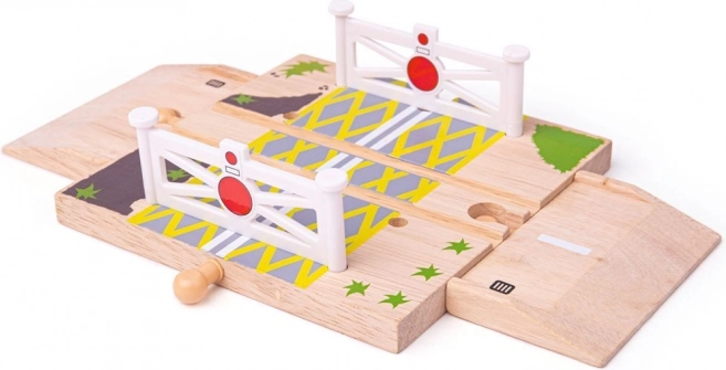 Wooden Railway Crossing with Gates for Wooden Racetracks