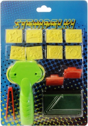 Colorful stamp set for kids with sponge, tweezers and roller – fairy-tale designs