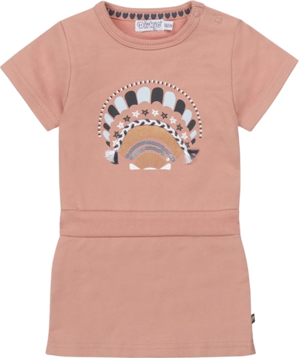 Dirkje meisjesjurk met korte mouwen, oudroze, maat 98