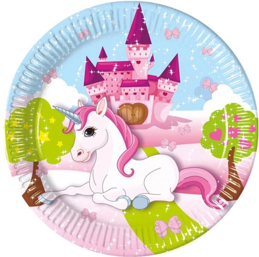 Assiettes en papier Licorne 20 cm, 8 pcs
