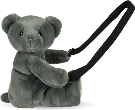 Doudou plush teddy bear crossbody bag, khaki, 30 cm