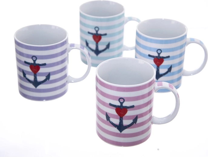 Ceramic mug with anchor and heart design 350 ml (mix of 4 variants)