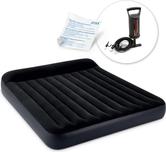 Matelas gonflable double avec pompe manuelle 203 × 183 × 25 cm INTEX