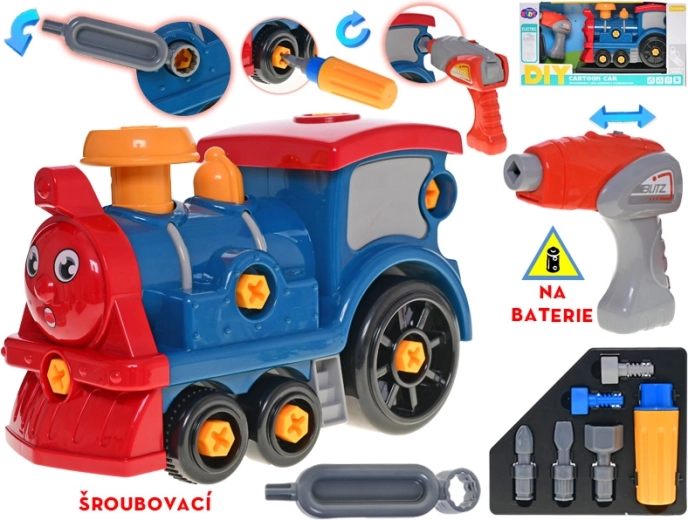 Schraubbare Lokomotive 28 cm mit Akku-Bohrer und Zubehör