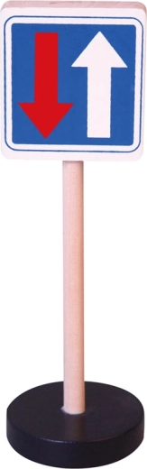 Houten verkeersbord Babu – voorrang op tegemoetkomend verkeer