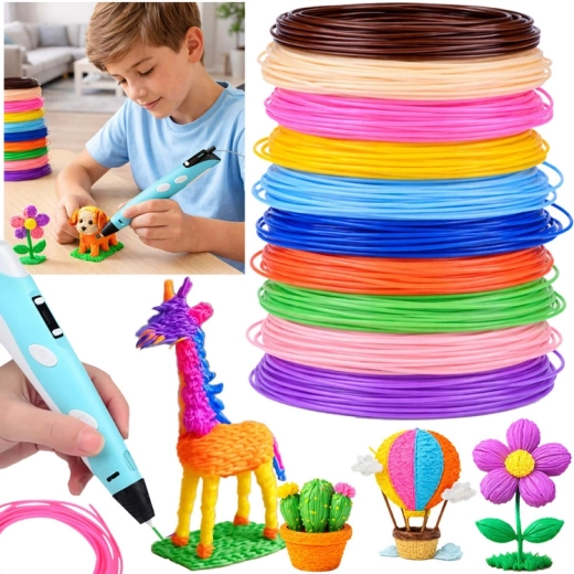 Set de filaments PCL pour stylo 3D, 10 couleurs, 50 m