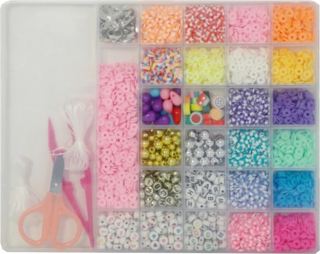 Kralen in etui met vakjes – set voor het maken van sieraden