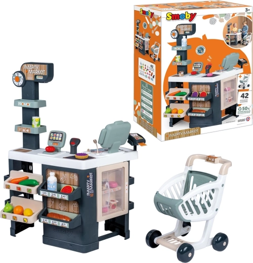 Smarty Market children's supermarket with cash register and shopping cart