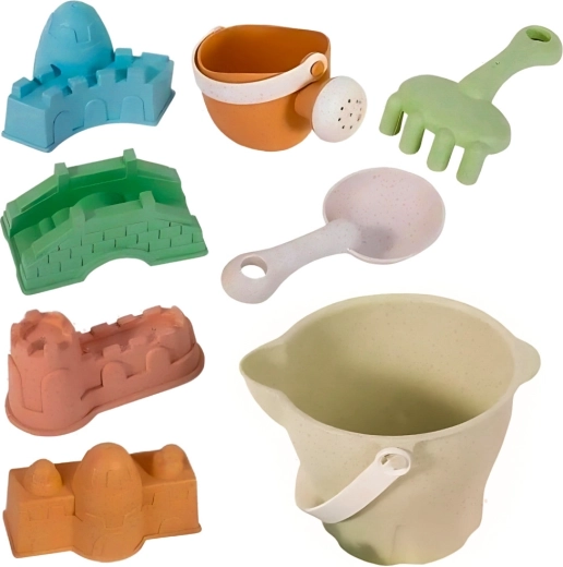Woopie Green sand set in a bucket – castles, 8 pieces, biodegradable material