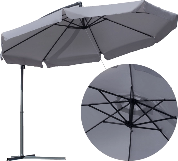 Solaro Grey Garden Parasol with Cover