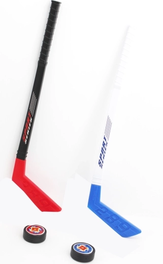 Set de crosses de hockey avec palet pour enfants, 2 pcs