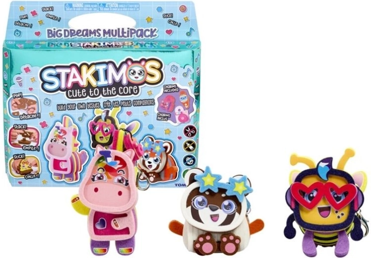 TOMY Stakimos Creative Set, 3 pcs Big Dreams Friends (unicorn, bee, panda)