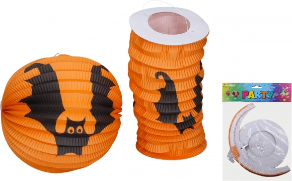 Set van papieren lampionnen - Bol 25 cm en Cilinder 15 cm