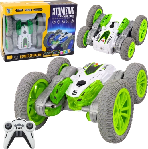RC stunt car with mist effect and 360° drifting – green