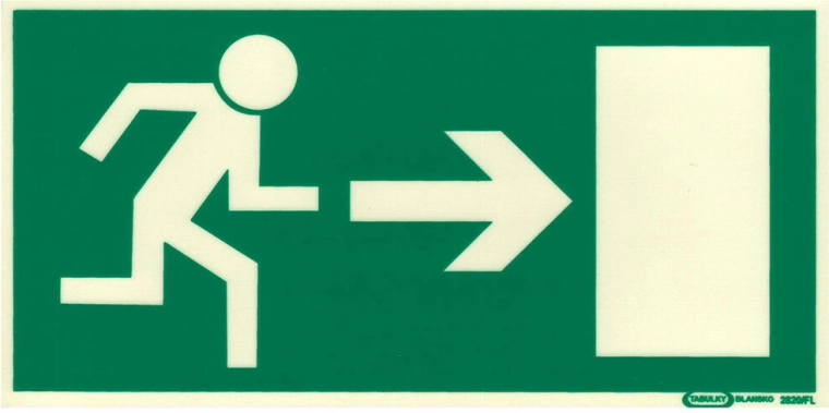 Safety Sign Right Exit Photoluminescent 210 × 105 mm