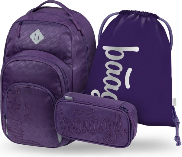 Baagl set Coolmate Plum – schoolset: rugzak, etui en gymsack