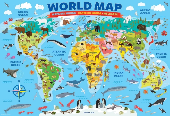 EUROGRAPHICS Illustrated World Map Puzzle 100 Pieces