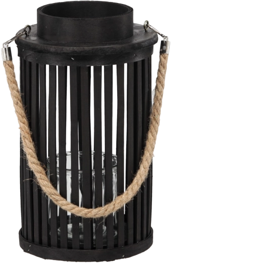 Lanterne en bois 30 × 20 cm noire