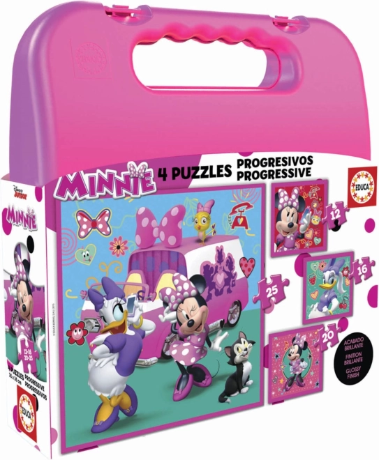 EDUCA puzzel in koffertje Minnie en Daisy 4in1 voor kinderen