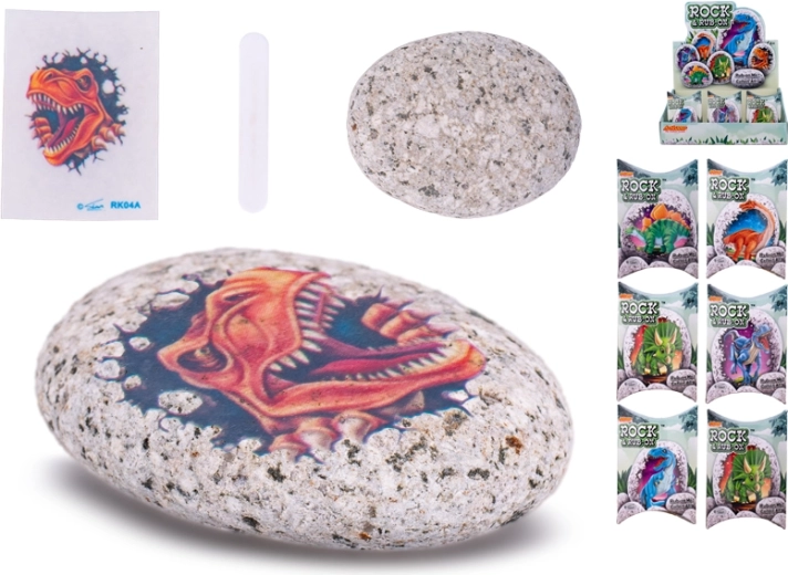 Petit caillou avec autocollant de dinosaure pour enfants