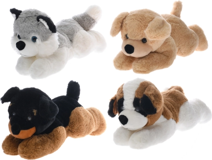 Pluchen hondje liggend 32 cm, meerdere kleuren