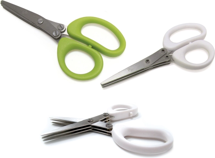 Herb scissors with three blades 13 cm – white/lime mix