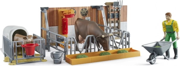 Cattle Stable with Figures and Accessories