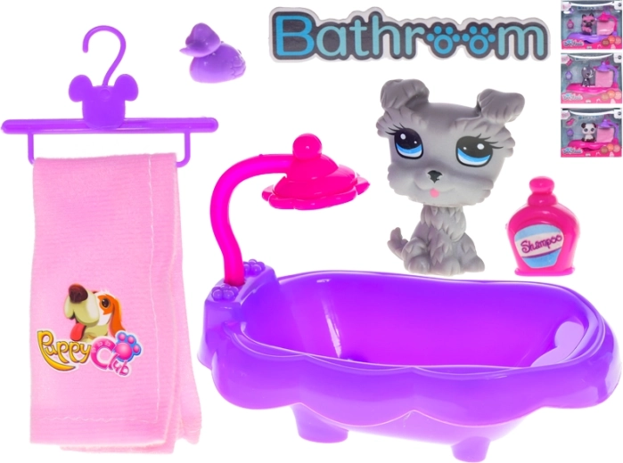 Chien avec baignoire et accessoires – set de bain pour enfants dès 3 ans