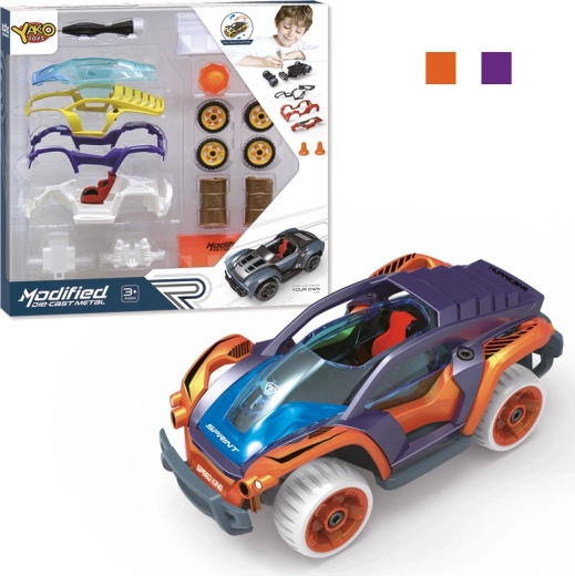 Kit de construction voiture 1:32 avec moteur à rétrofriction – violet, 17 pièces