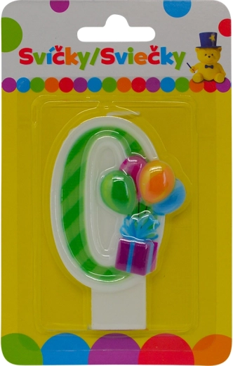 Verjaardagskaars met ballonnen cijfer 0