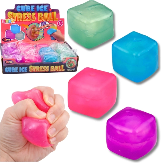 Anti-stress squishy ball in the shape of an ice cube 5.5 cm