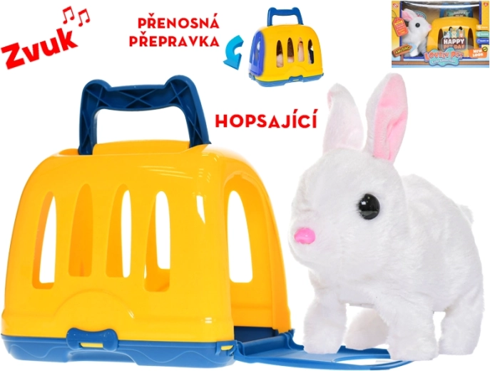 Interactive plush bunny with carrier 17 cm