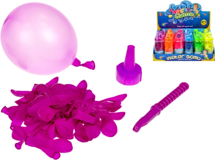 Ballons à eau avec remplisseur – 60 pcs, assortiment de 6 couleurs, tube