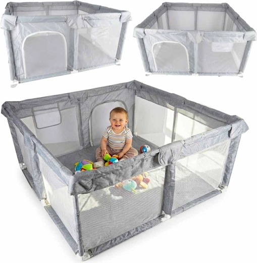 Folding playpen 120 × 120 cm with zippered entrance