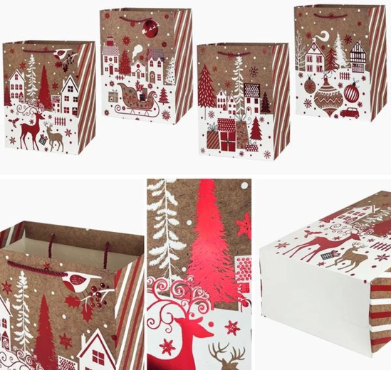 Kerstcadeautas 14 × 17 × 7 cm – mix motieven