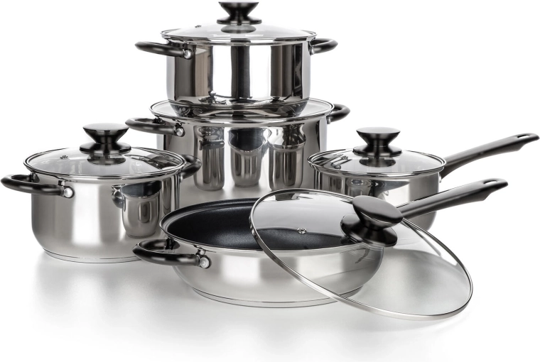 SWING Black Stainless Steel Cookware Set, 10-piece