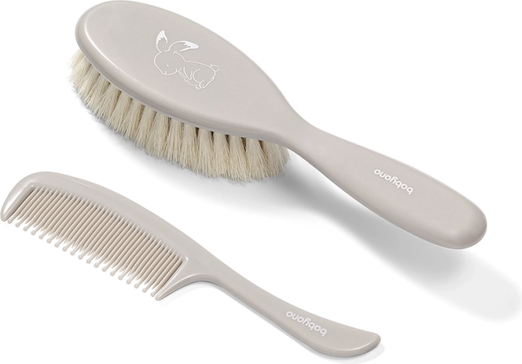 BabyOno brosse et peigne pour bébés – ultra doux, gris