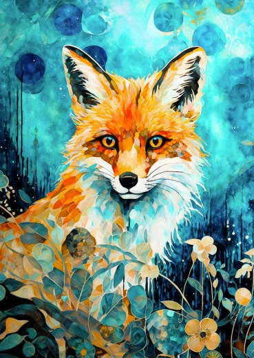 Enjoy Puzzle Fox on a Blue Background 1000 Pieces