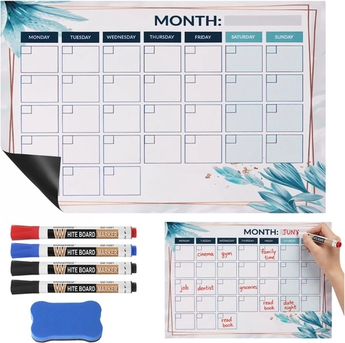 Magnetische planner voor op de koelkast RUHHY 30 × 40 cm, droog uitwisbare kalender