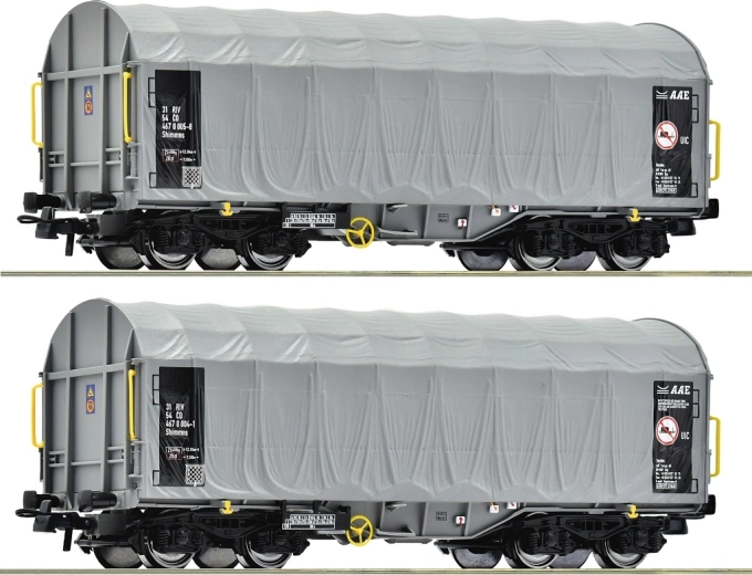Roco ensemble de deux wagons plats couverts Shimmns ČD