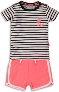 Dirkje tweedelige peuterset – gestreept T-shirt en roze short