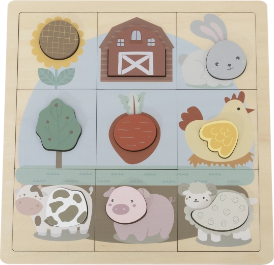 Babu puzzle éducatif en bois Ferme – 12 pièces
