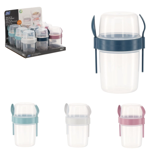 Travel muesli container 1100 ml with cutlery, BPA-free