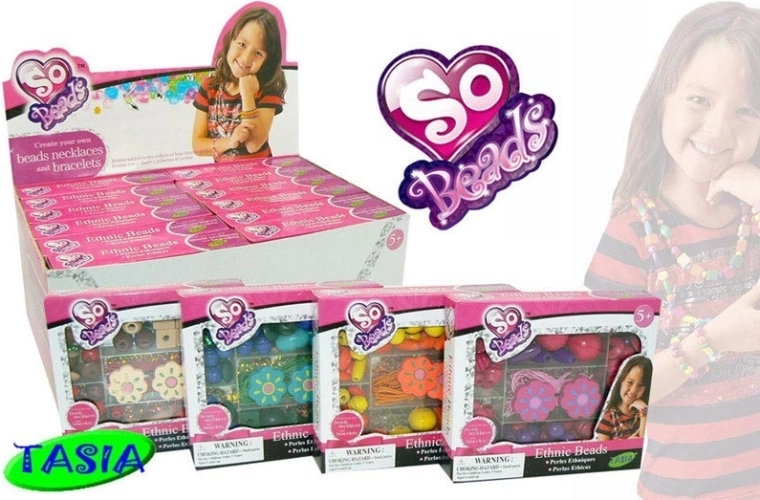 Tasia set de perles en bois pour créations, 4 variantes