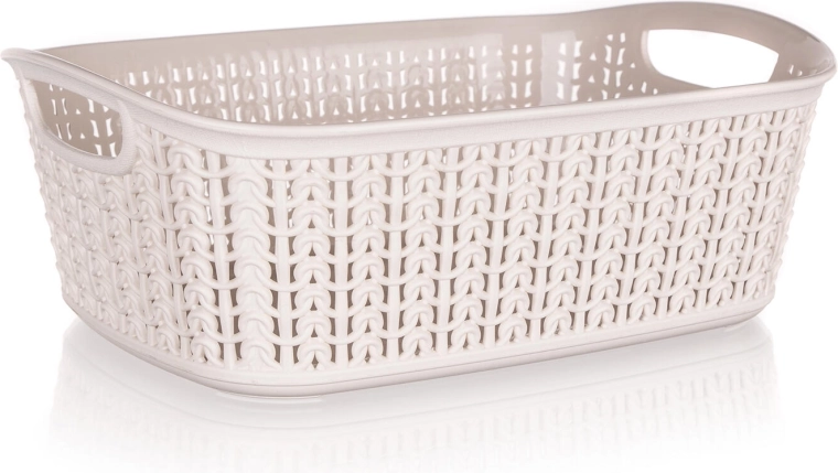 Wicker-look plastic basket 3 L, cream 26.5 × 20 × 9.5 cm