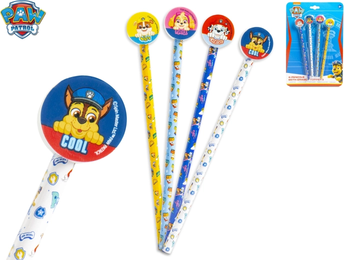 PAW PATROL Pencil Set with Eraser, 4 pcs, HB